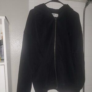 Hollister black distressed men's hoodie boxy large